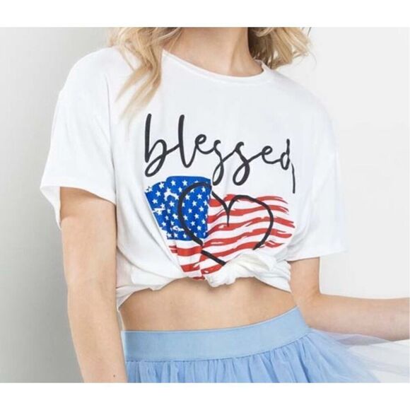 American flag front tie shirt blessed - Picture 1 of 5